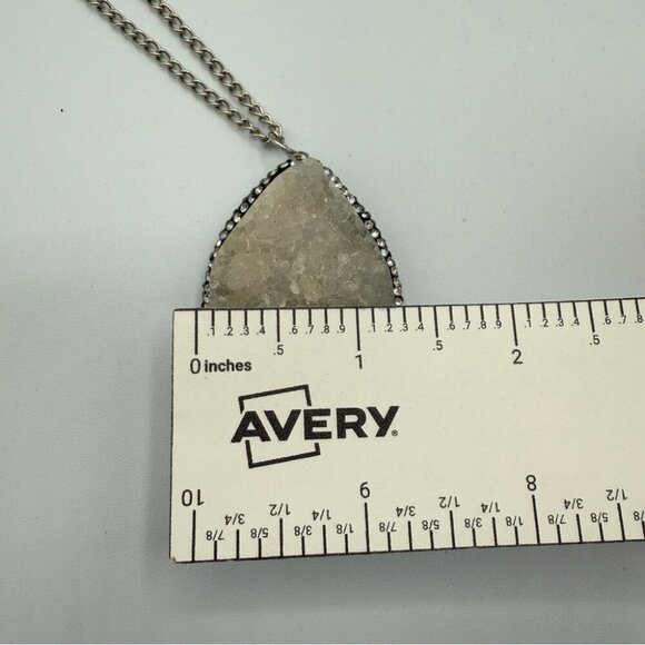 Natural White Druzy Quartz Pendant Necklace - Picture 14 of 16